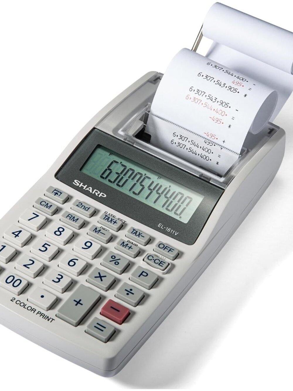 12-Digit Cordless Portable Printing Calculator, Two-Color Printing with Tax Func